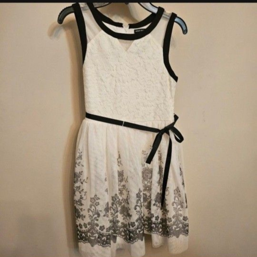 Sequin Hearts Black and Gray Fit and Flare Girl's  Dress Size 14